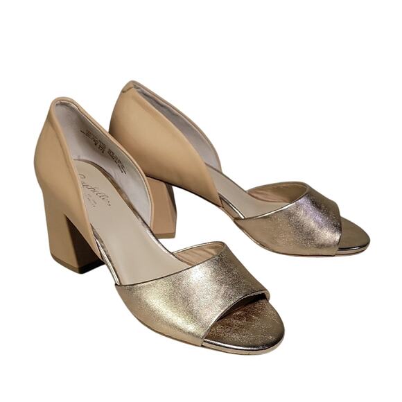 Seychelles Shabby Chic Rose Gold Peep Toe Sandals Heels Womens Size 6.5 NEW - Picture 1 of 13